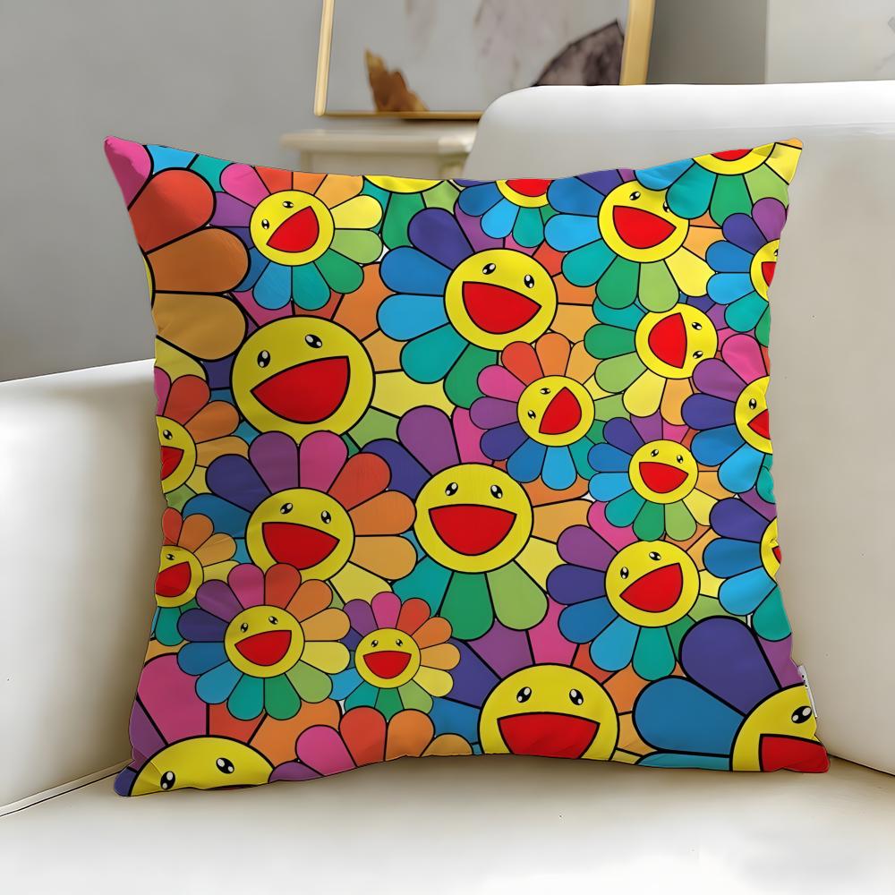 classic artist Takashi Murakami Cushion Cover Soft & Easy-Wash Pillow Case – Versatile for Couch, Bed, Travel and Office