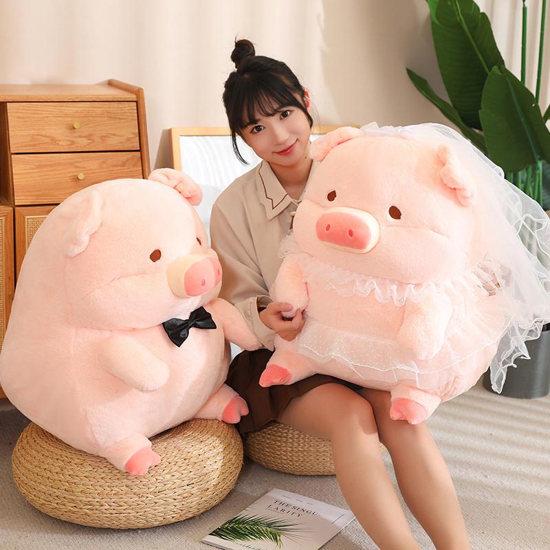 Cartoon Chubby Couple Pig Plush Toy Kawaii Stuffed Animals Wedding Suit Piggy Plushies Throw Pillow Doll Soft Toys Home Decor