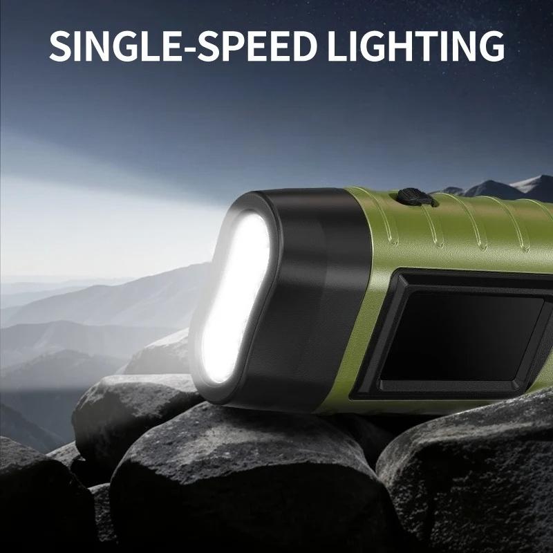 Solar Led Flashlights Portable Hand Cranked Dynamo Torch for Outdoor Riding Camping Power Hiking Long-range Emergency Lantern