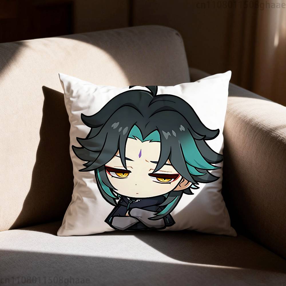 GGenshin Impact Xiao Pillow Case Sofa Living Room Bedroom Headboard Backrest Cushion Square Cushion Nap Time
