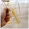 350ml Skala Quadratischer Glasbecher mit Deckel und Strohhalm Frühstücksmilchtasse Transparent Party Bier Kaffeebecher Trinkglas