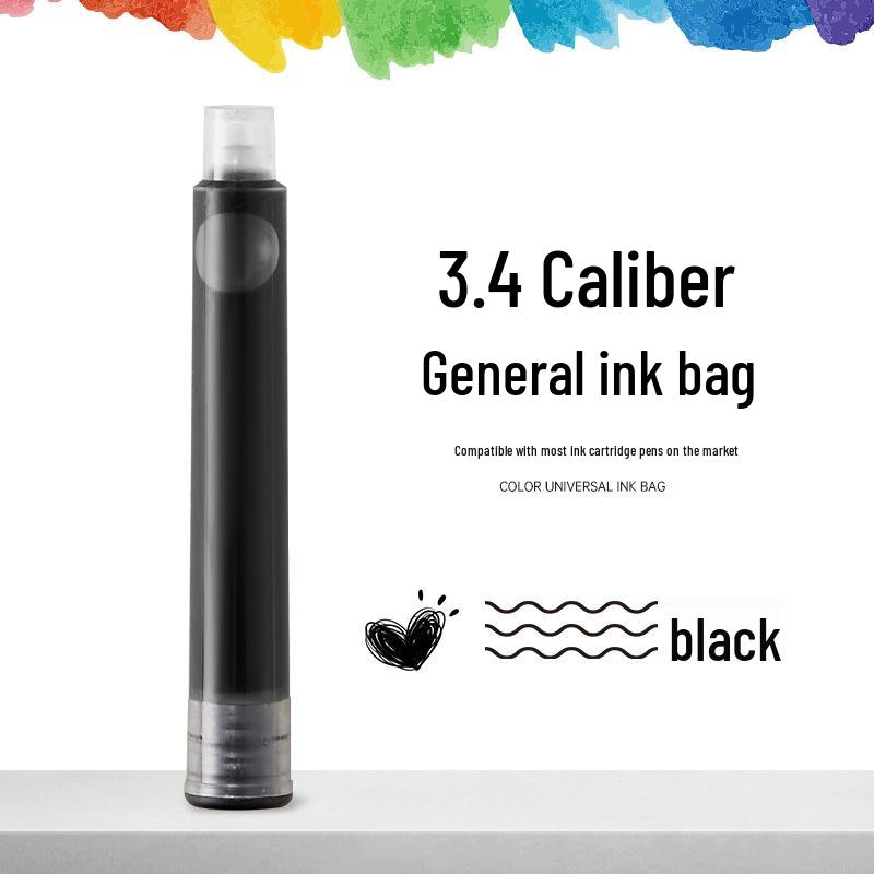 12 Color Universal Fountain Pen Ink Cartridges, Non-Carbon, 3.4 Caliber, Replaceable for Students