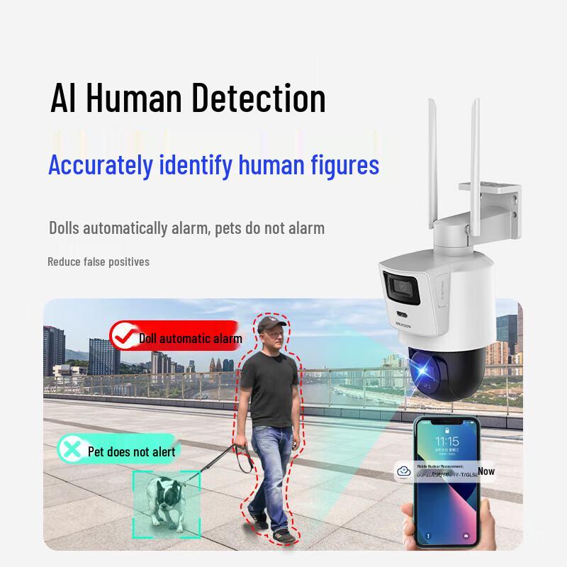 Hikvision 8MP Dual-Lens 4G PTZ Security Camera with Night Vision CN plug (adapter included)