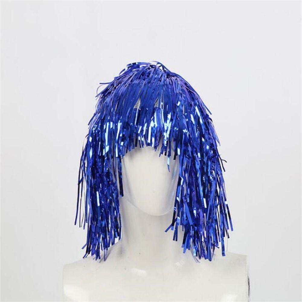 Glitter Halloween Colored Wig Funny Shiny Party Wig Short Foil Tinsel Wigs