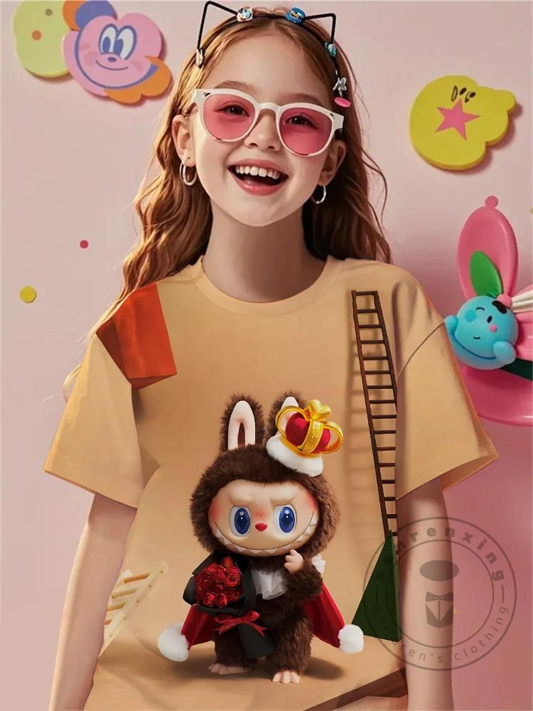 Labubu Print Babykleidung 3 bis 14 Jahre Männlich Outdoor-Kleidung Für Cartoon Neuheit Cool Für Labbu Kinder Junge Mädchen Kind T-Shirt Top