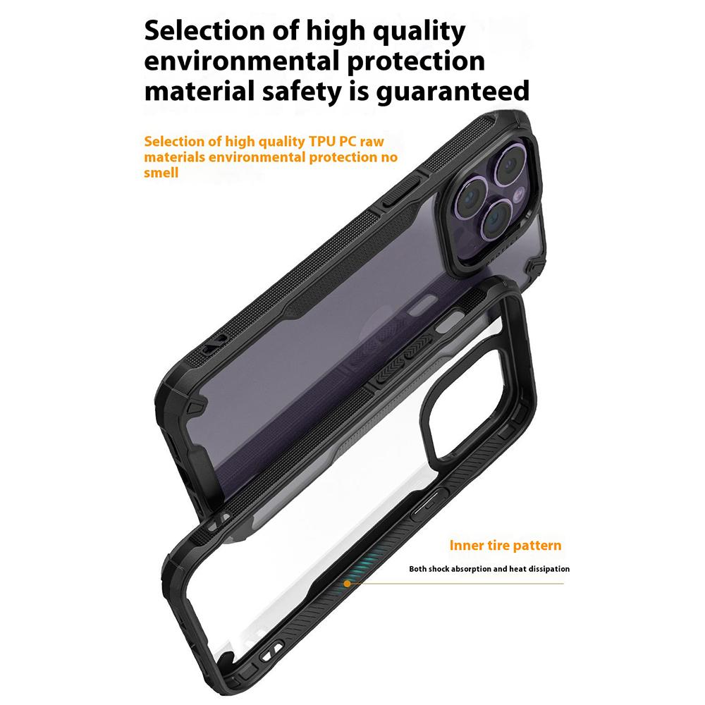 

For iPhone 16 Pro Max Case PC+TPU Phone Cover Anti-Drop Phone Case Black