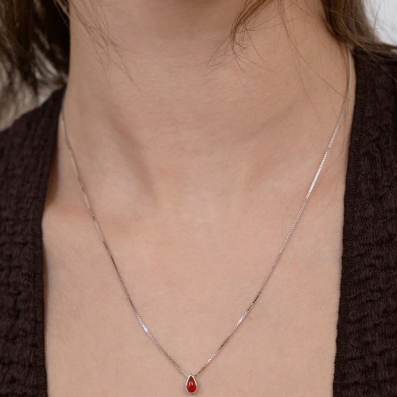 

TATIANA (925 Silver) Mini Waterdrop Pendant Necklace NZ2516 Red Original Rhodium