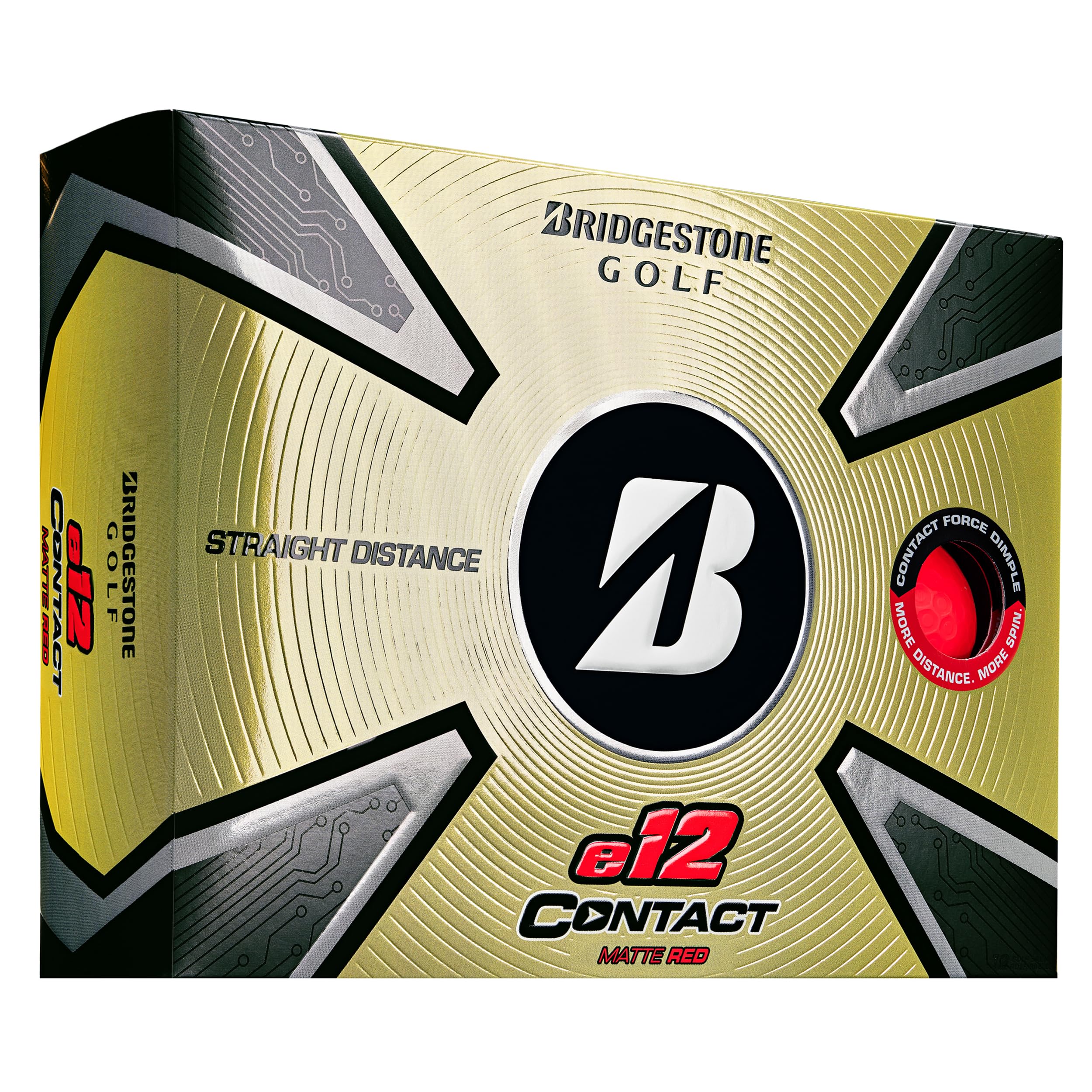 

BRIDGESTONE GOLF 2023 e12 CONTACT Golf Balls, 1 Dozen (12 Balls), 3-Piece, Red, Imported Directly from the USA