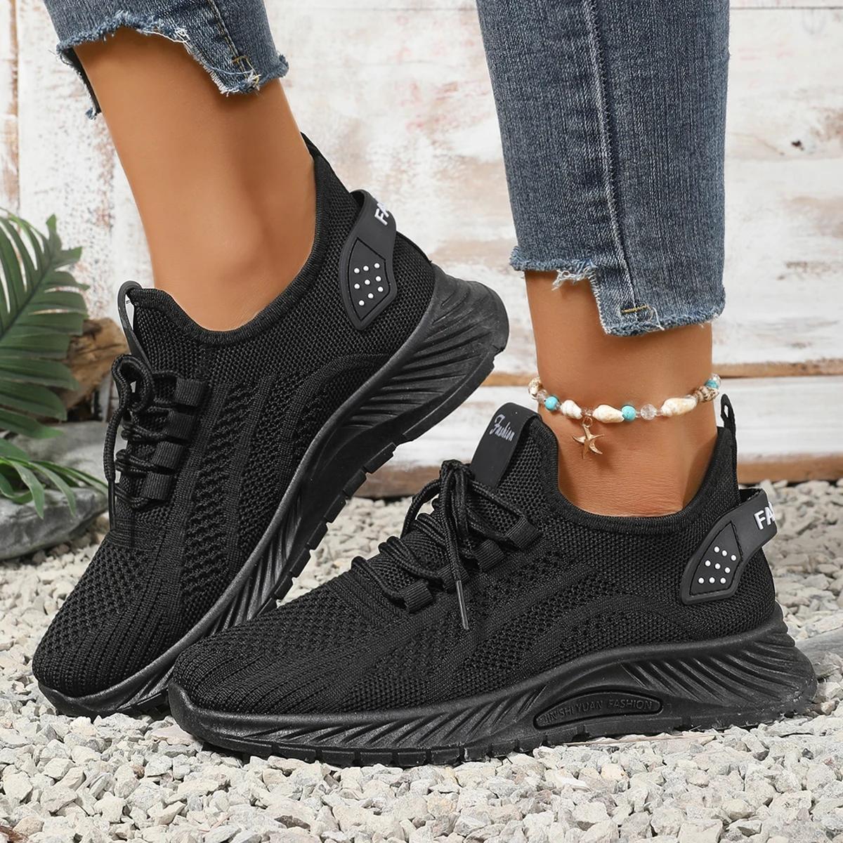 

Spring and Autumn Season Shallow-mouth Lace-up Women s Walking Shoes Fashionable New Style Round Head Anti-slip Sports Shoes 36