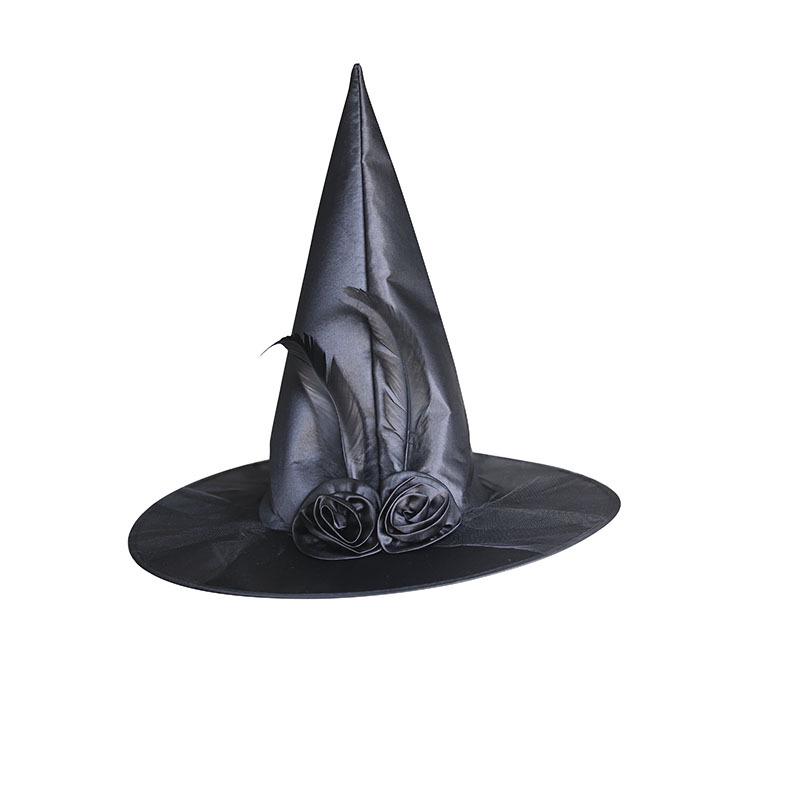 Rose Flower Mesh Witch Hat for Halloween - Kids & Adults Masquerade Party Costume