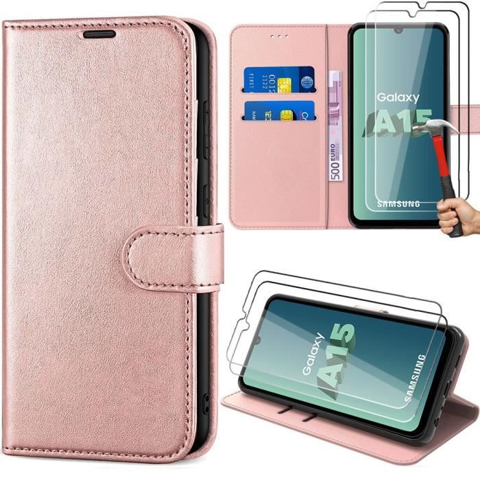 Coque de protection - Booling - pour Samsung Galaxy A15 5G - Rose - Antichoc - Verres trempés 9H
