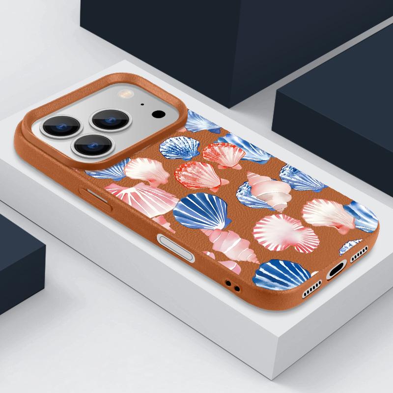 Colorful Ocean Park Phone Case For iPhone 17 16 Pro Max Luxury Leather Texture Matte Silicone Cover For iPhone 15 14 13 Pro Max 11 16e 17e