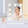 Vanity Makeup with 9 LED Adjustable Three Color Lighting USB Powered Mirror, Mirror, Tabletop, Light, Bulbs, Brightness, Modes, 360-Degree Rotation,