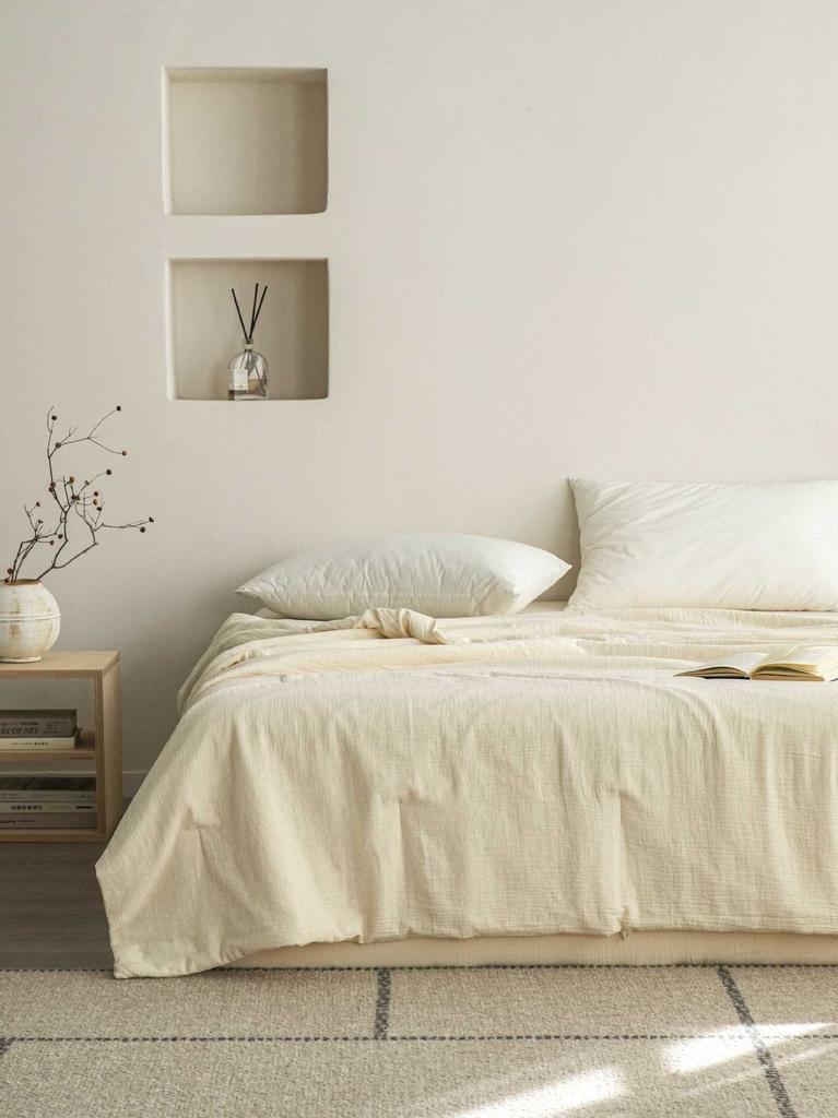 Japanese Quilts Cotton Linen Gauze Comforter Polyester Fiber Filling Simple Cooling Blanket Solid Thin Double Bed Quilts