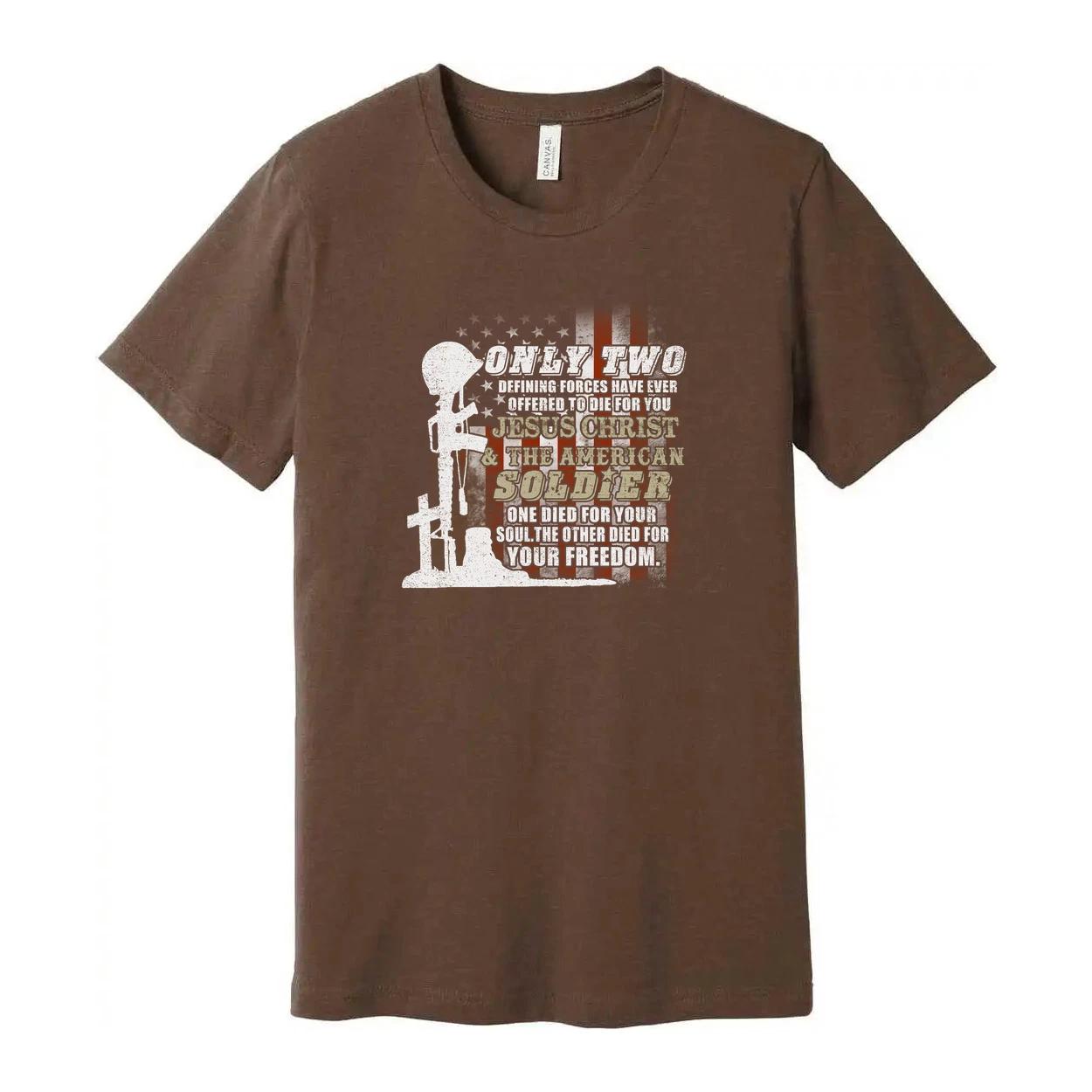 Veteran Graphic Tee Featuring Jesus Christ And The American Soldier Defining For L