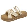 Cool slippers girl 2025 summer new with skirt fairy wind pearl thick bottom cross one word fashion slippers