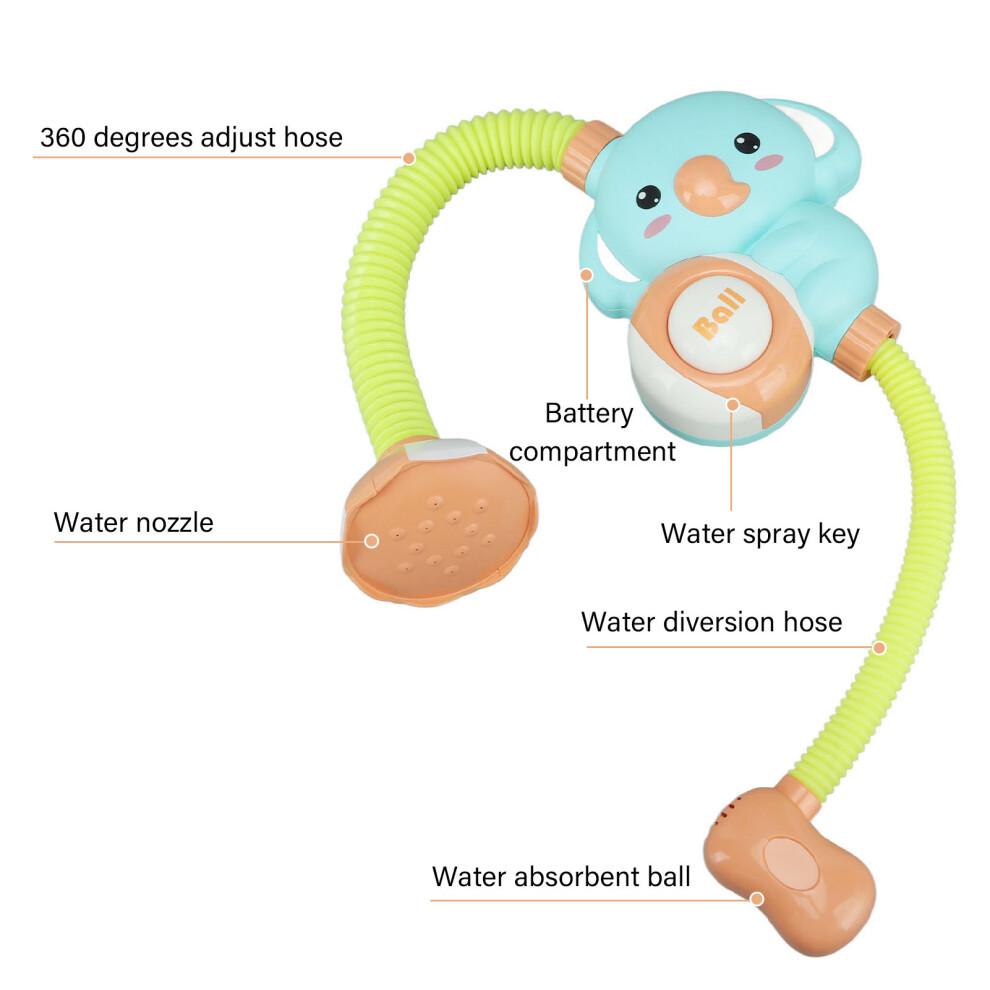 Baby Elephant Shower Pump Toy, Water Play Bathtub Toy, Plastic