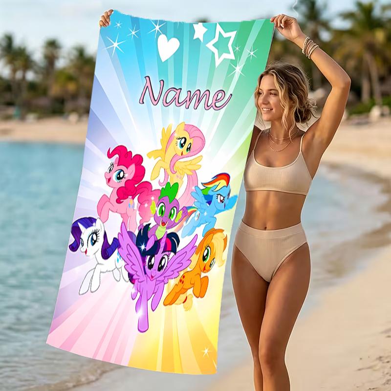 Customizable personalized beach towels My Little Pony themed designs.Suitable for the beach, yoga, sports;ideal as beach accessories