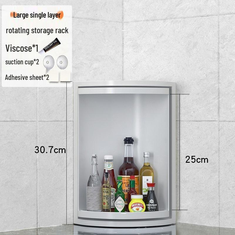 Rotating Corner Kitchen Rack for Seasonings and Condiments