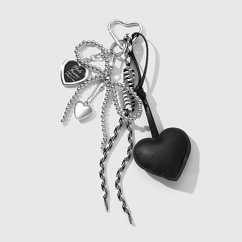 1 Piece Leather Heart Keychain Car Key Chains Braided Rope Backpack Pendant For Phone Bag Hanging Accessories DIY Decoration