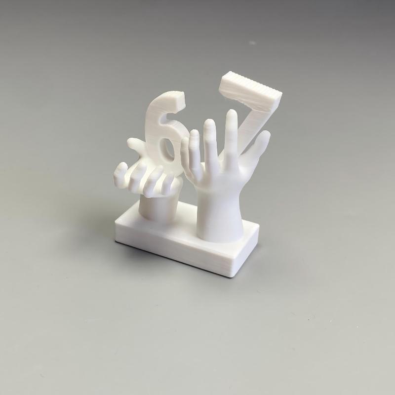3D Printed 67 Hand Sculpture Creative Abstract Design Smooth Finish Ornament for Desk Living Room Office Home Decor