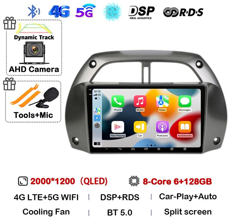 Android14 Carplay Car Radio For Toyota RAV4 Rav 4 2001 2002 2003 2004 2005 2006 Multimedia GPS Player Stereo 2din Head Unit DSP