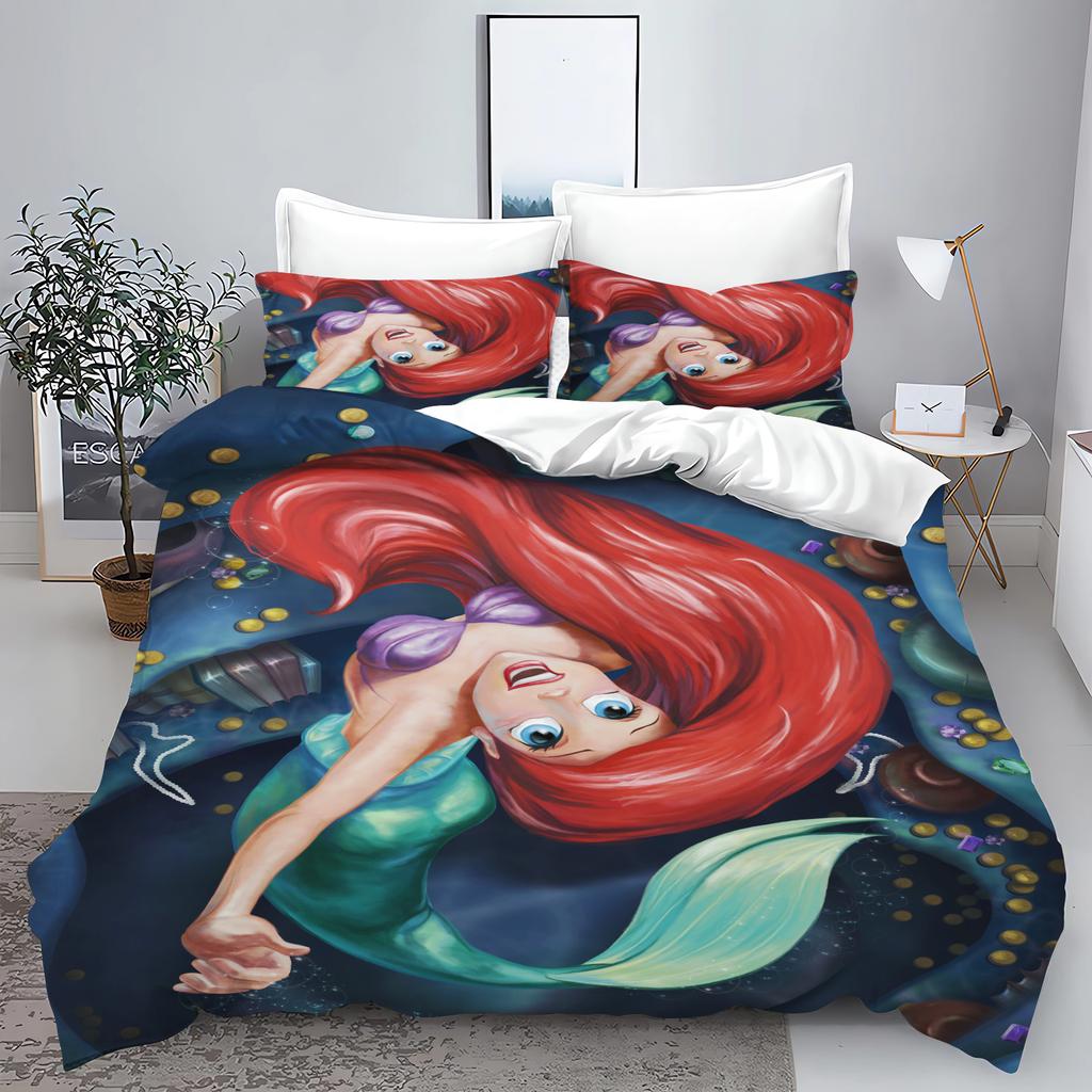 Mermaid Princess Ariel Bedroom 3-Piece Set Duvet Cover Set Bedding 3D Children'S Bedding Comforter Sets Queen Twin Home Anime