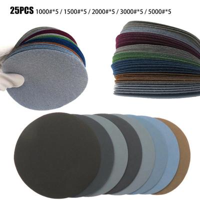 25pcs  3" 1000-5000 Grit Wet/Dry Hook & Loop Sanding Discs Mixed Orbital Sandpaper