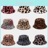 Leopard Print Fisherman Hat With Thick Fleece For Winter Warmth And Wind Protection