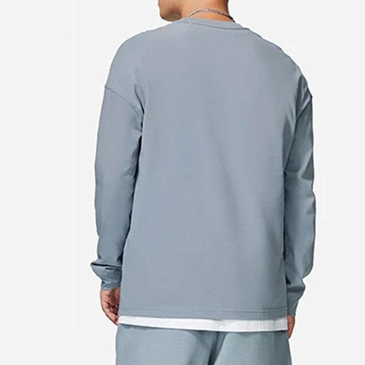 Li-Ning Sports Life Series Solid Color Crew Neck Long Sleeve T-shirt Men Tops Teal-Grey AHSS751-4