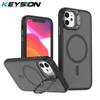 KEYSION Linsenständer Magnetische Handyhülle für MagSafe für iPhone 11 12 Pro Max 11 Pro Matt Durchscheinend Stoßfeste Rückseite