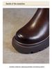 Women's Thick-Soled Leather Chelsea Boots – Autumn/Winter British Style with Round Toe and Buckle detailing.