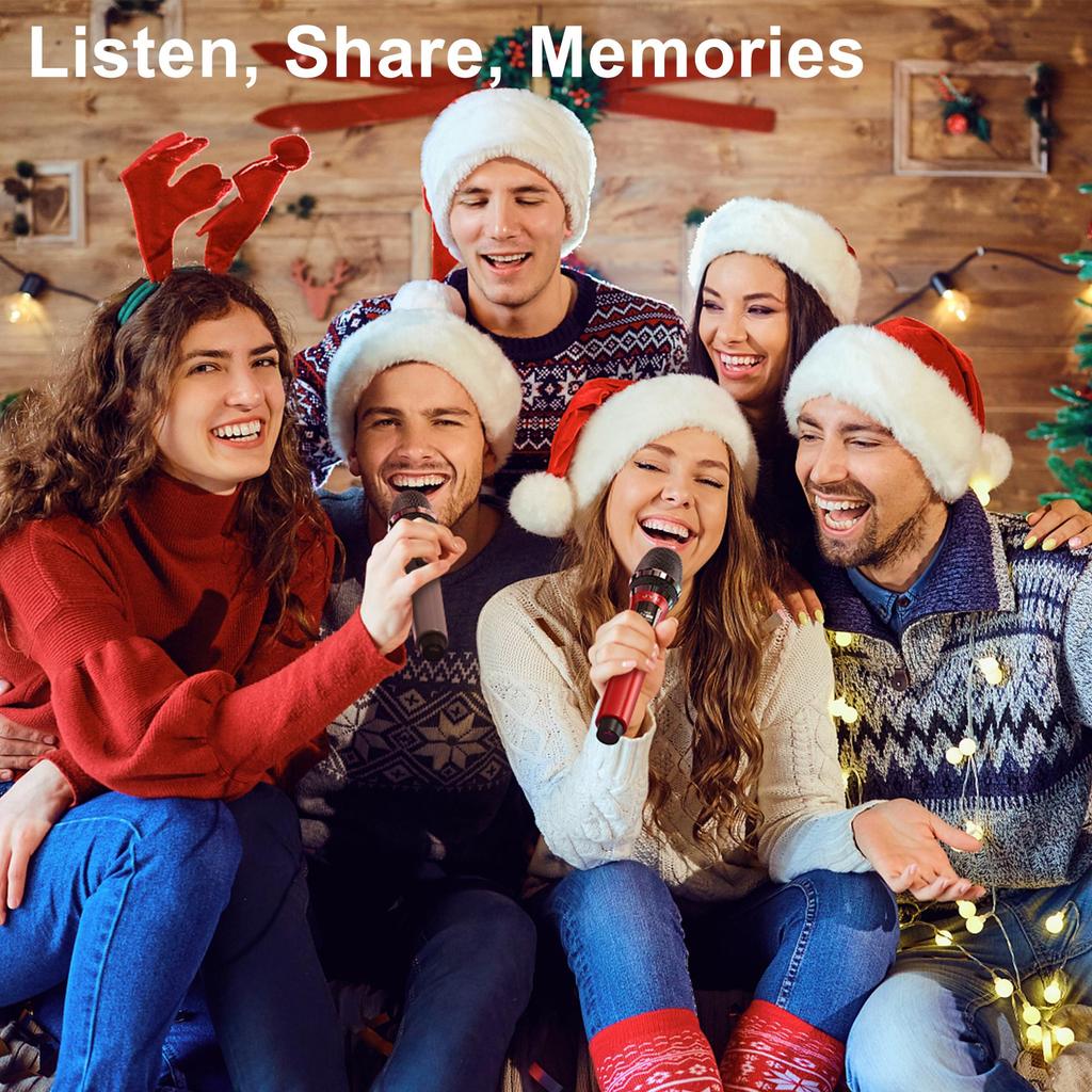 Wireless Microphones, UHF Dual Cordless Handheld Dynamic Mic with Receiver 1/4'' Plug, (160ft Range), Metal Rechargeable Karaoke Microphones