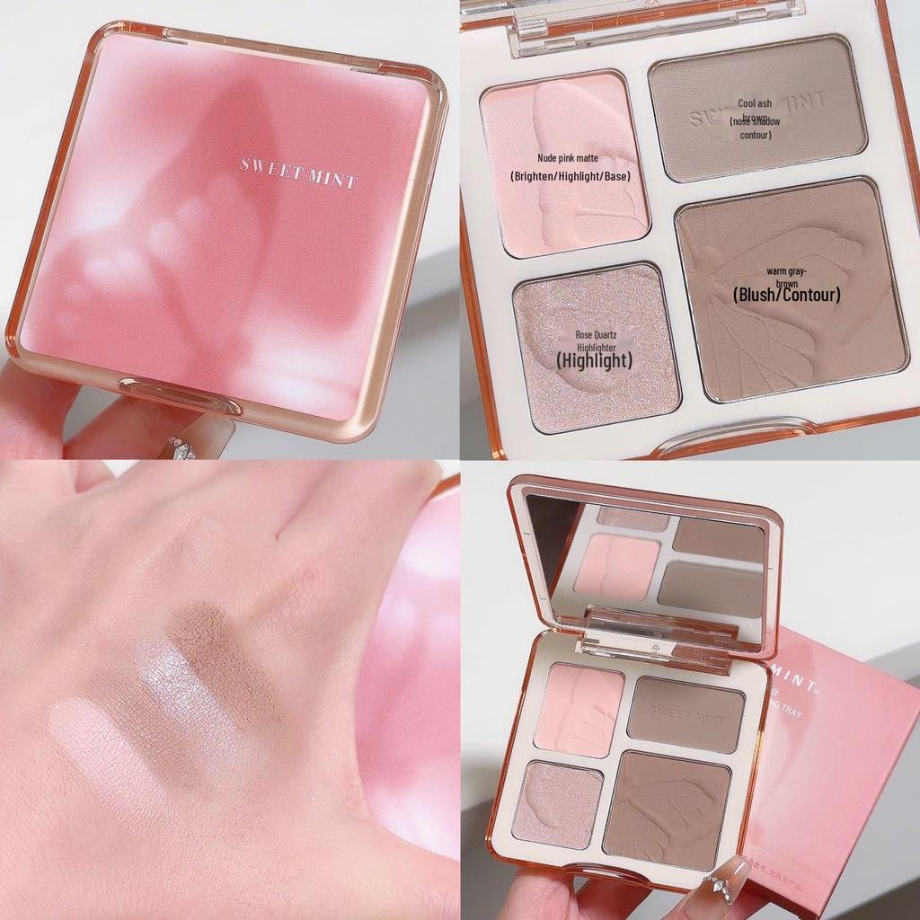 Sweet Mint Contour Palette: 4 Colors for Shaping, Highlighting, Brightening, & Shadowing. Comprehensive Face Sculpting In One.