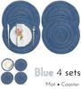 1/12pcs Round Braided Placemats 15inch Washable Table Mat with Heat Insulation Coaster for Dinner Gathering Party Kitchen-Table