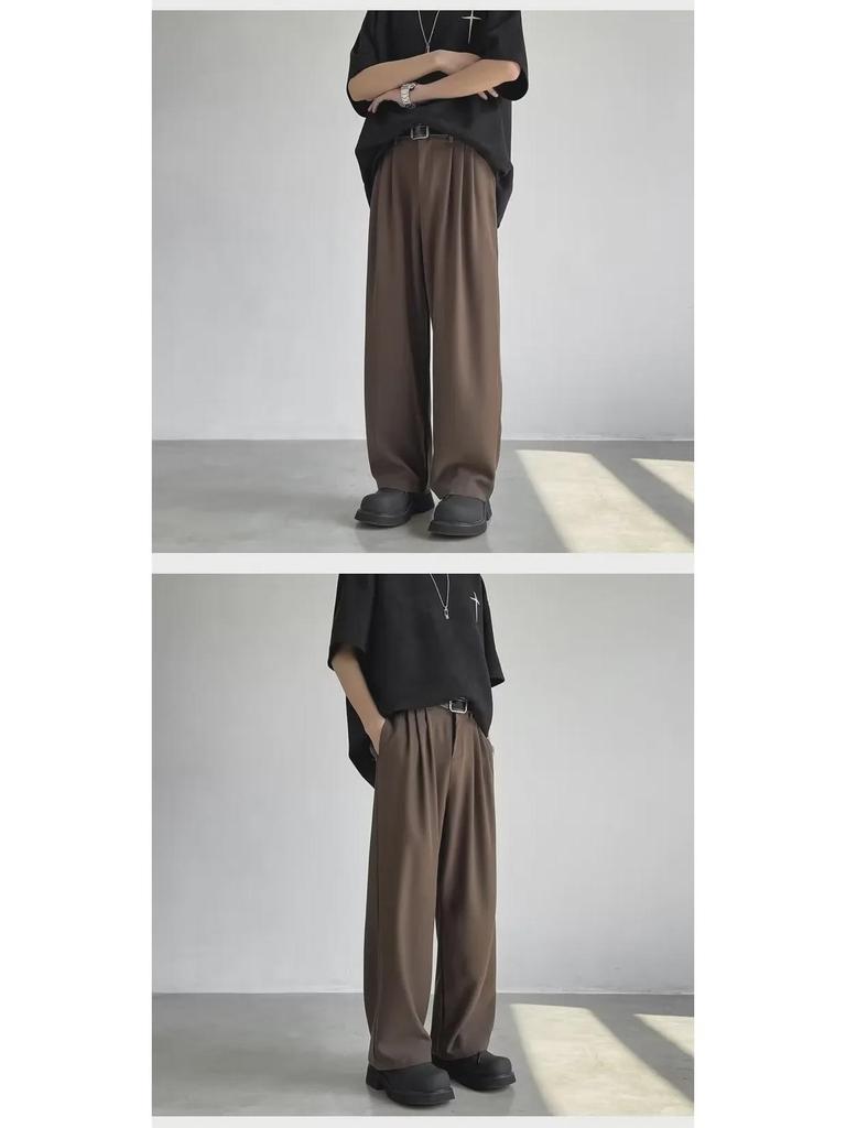 Spring/Summer Retro Loose Straight Coffee Casual Pants for Men