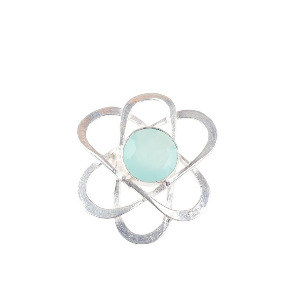 Aqua Chalcedony Gemstone 925 Sterling Silver Jewelry Handmade Ring Gift For Her RR-21-17