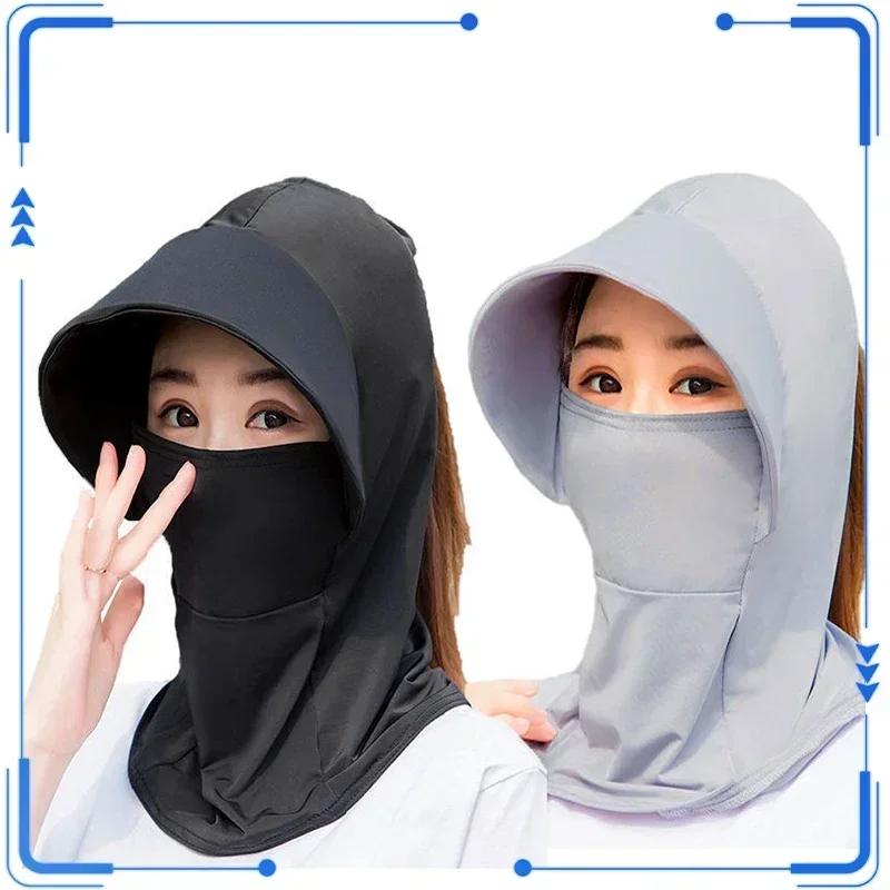 Summer Cycling Ice Silk Sunscreen Cap Anti-UV Sun-proof Hat Soft Breathable Dustproof Lady Covering Large Eaves Cap Sun Hats