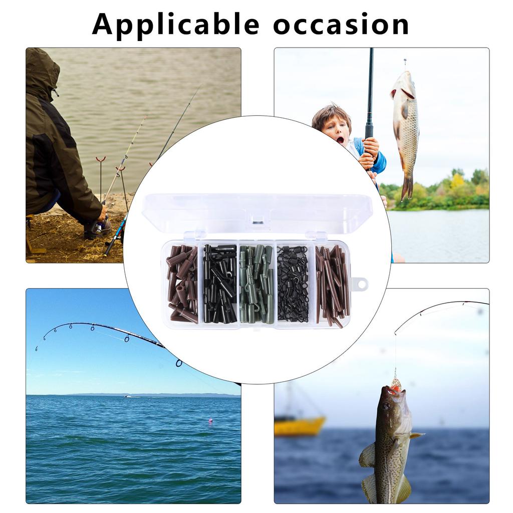 120Pcs Carps Fishing Tackle Set Fishing Accessory Set Including Carps Hook Quick Changes Swivels Anti-Tangles Sleeves