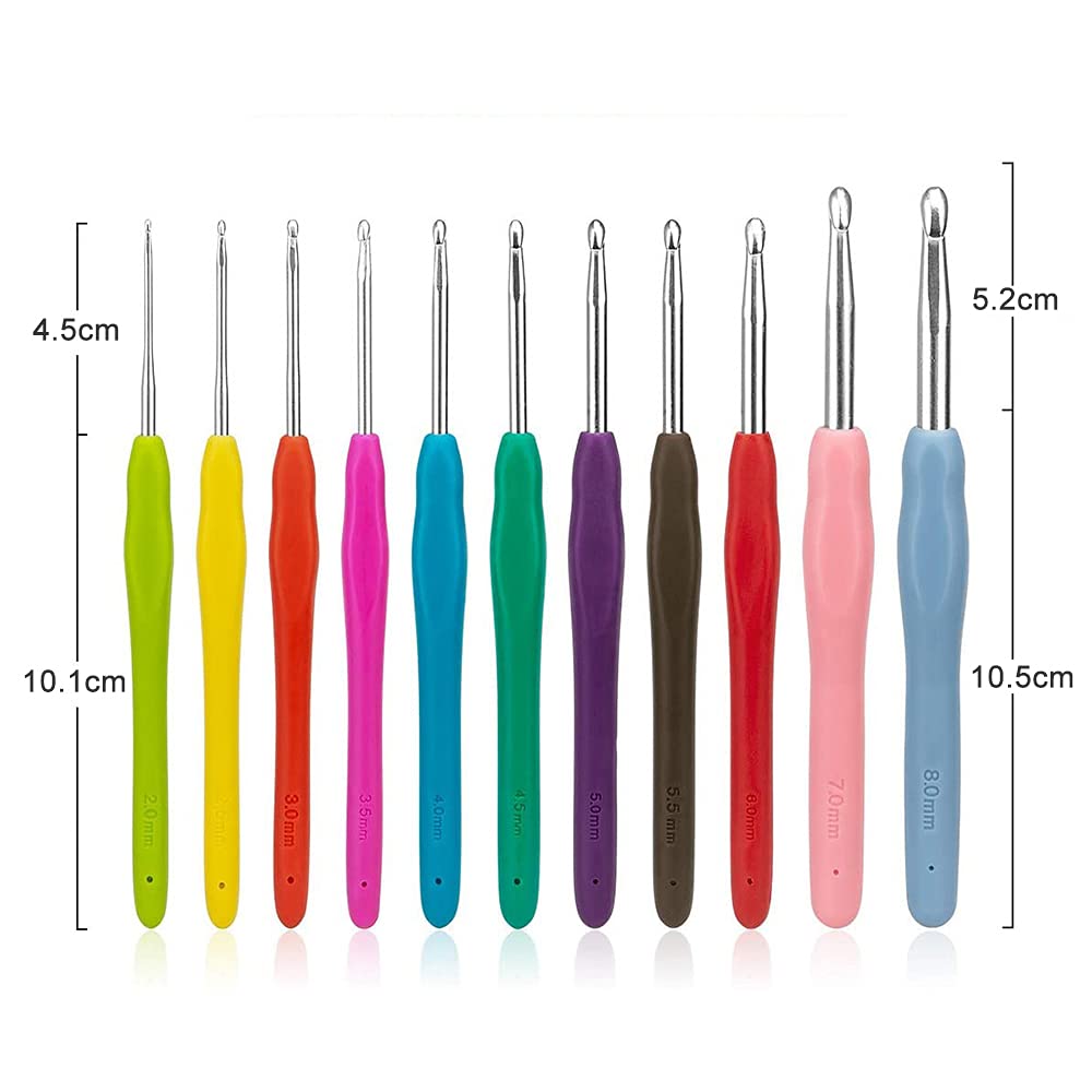 Yetaha Crochet Hook 11 Knitting Yarn Hand Sewing Lace Jumbo Crochet Stitch Row DIY Set with Case Set, Needles, Needles, Needles, Needles, Hooks,