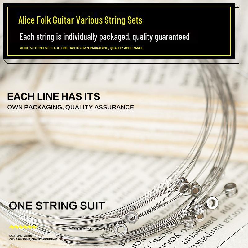 Alice A206 Acoustic Folk Guitar String Set: 1st, 2nd, 3rd/4th/5th/6th Strings.