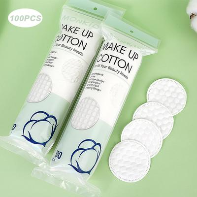 100 Stück Weiche Runde Wattepads Mit Doppelseitiger Textur Tägliche Gesichtsreinigung Make-up-Entfernung Hautpflege Für Zuhause Und Reisegebrauch