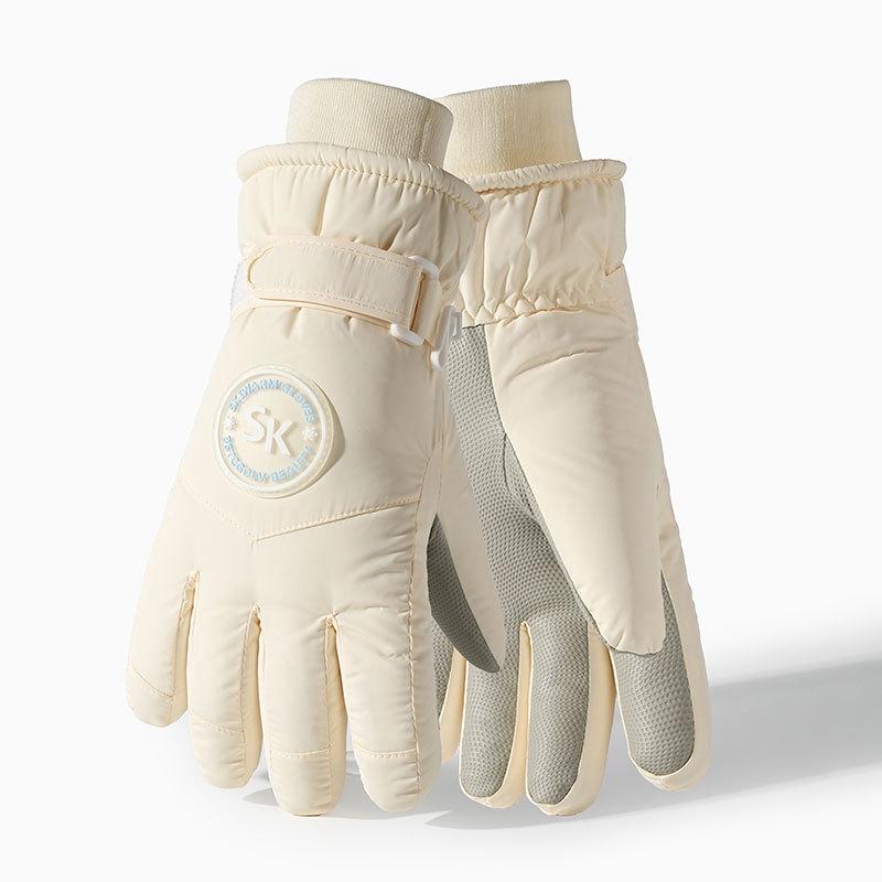 

Женские зимние перчатки для катания на лыжах, с пальцами, для электромобиля, утепленные, милые, цвета макарон, теплые и холодостойкие, с сенсорным экраном, нескользящие average size