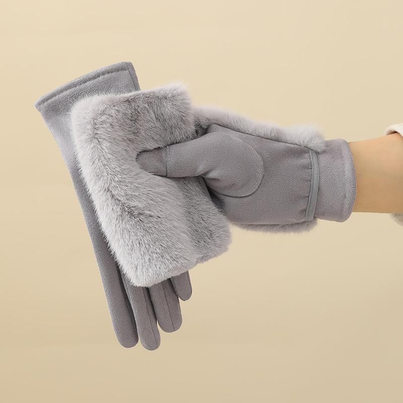 Thickened Fleece Lined Touchscreen Gloves Women'S Winter Warm Outdoor Cycling Windproof Gloves