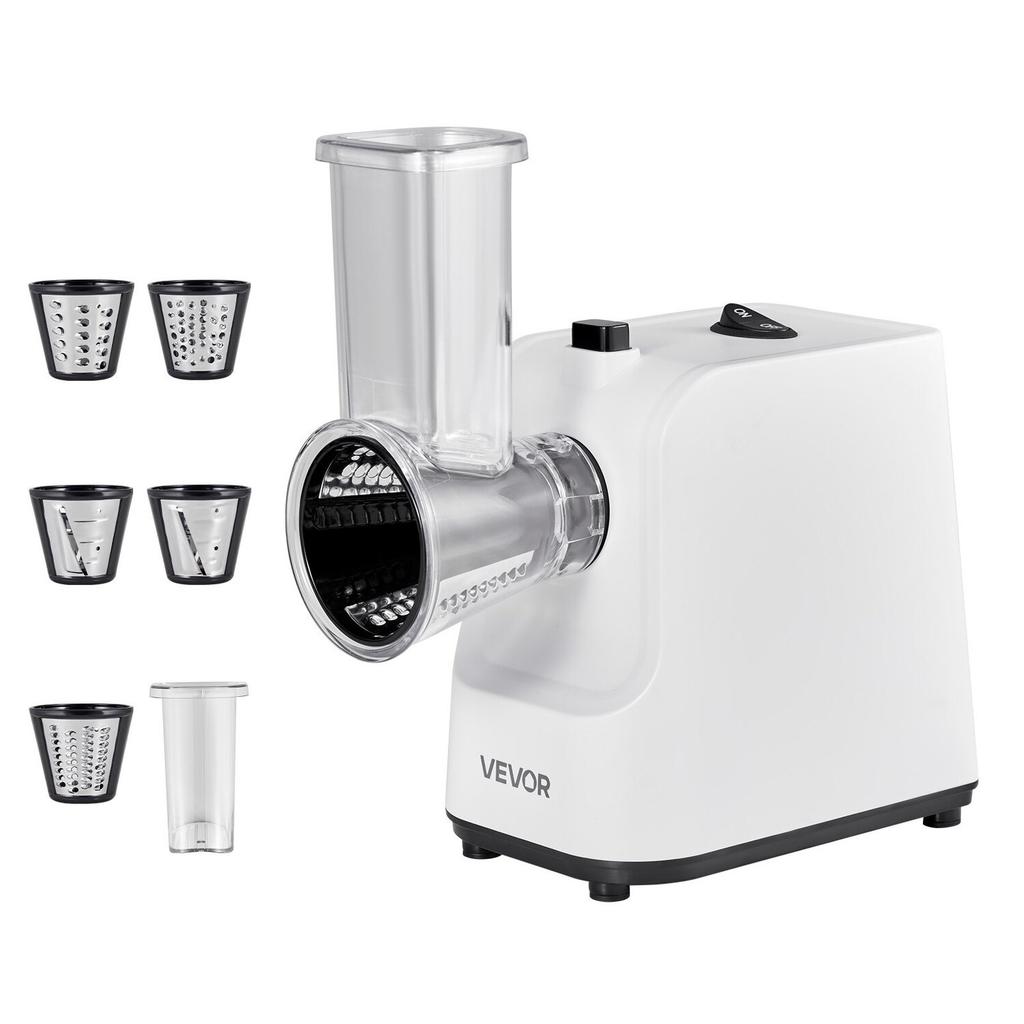Electric Cheese Grater Salad Maker, 200W Salad Shooter, Electric Vegetable Slicer Shredder Chopper for Fruits with 5 Attachments, Stainless Steel Food