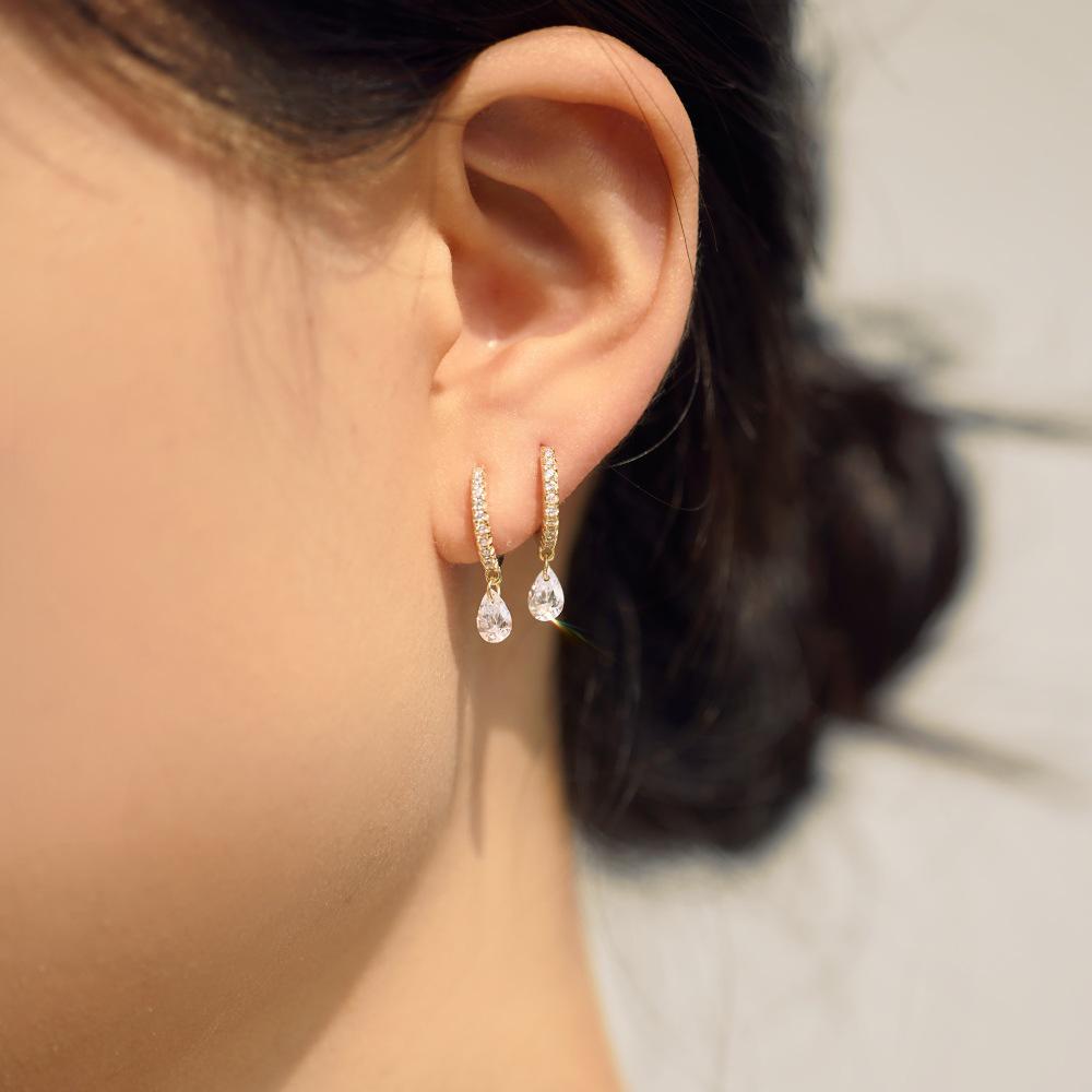 Japanische & Koreanische S925 Sterling Silber Geometrische Zirkon Ohrstecker für Damen - Elegantes, Vielseitiges, Leichter Luxus Modeaccessoire