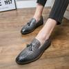 Large Size Casual Leather Shoes British Inner Height Increase Soft Sole Braided Fringe