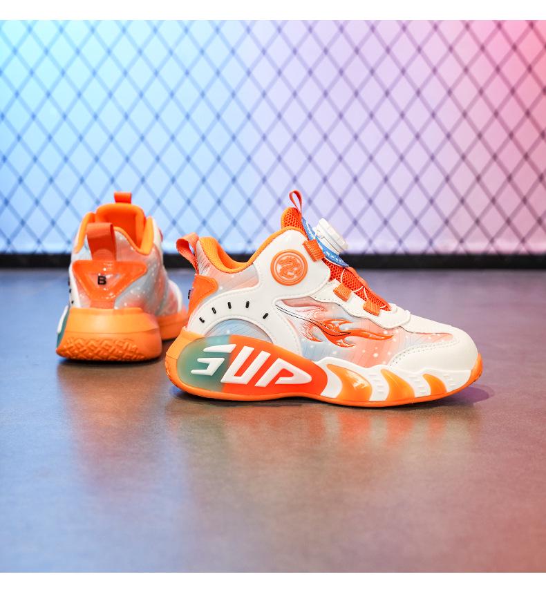 Boys' Shock-Absorbing Leather Basketball Shoes | Non-Slip, Lightweight Sports Sneakers for Big Kids, Fall/Winter 2025