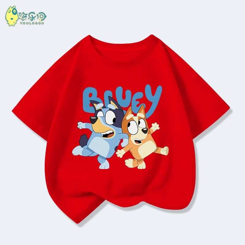 2026 Kids Bluey Cartoon T-Shirt Autumn Winter Short Sleeve Warm Anime Print Comfortable Sweatshirt for Boys and Girls Daily Use