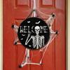 Wooden Skull Welcome Door Sign Front Door Hanger Decor Rustic Hanging Wreath Wall Sign Home Outdoor Wall Decor for Church Front Door Wall